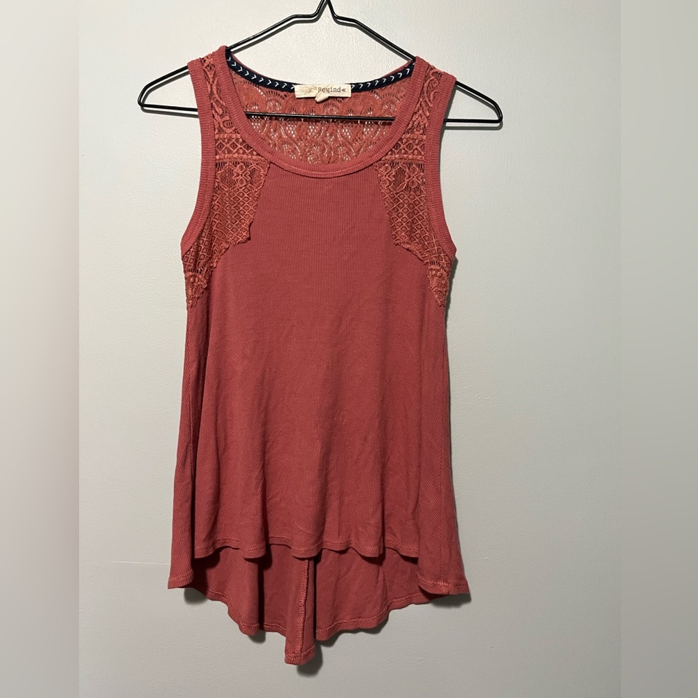 NWT Rewind Asymmetrical Rust Size XS Lace Tank Top